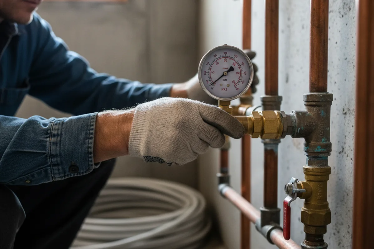 Pressure testing a repaired line during Water Line Repair in Brooksville